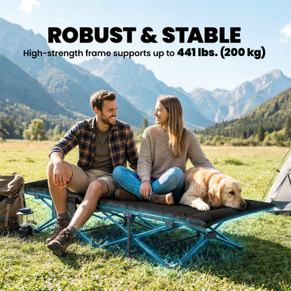 Camping Cot for Adults with Padded Cushion, 31.5" Wide Folding Bed with Carry Bag and Non-Slip Feet, Black