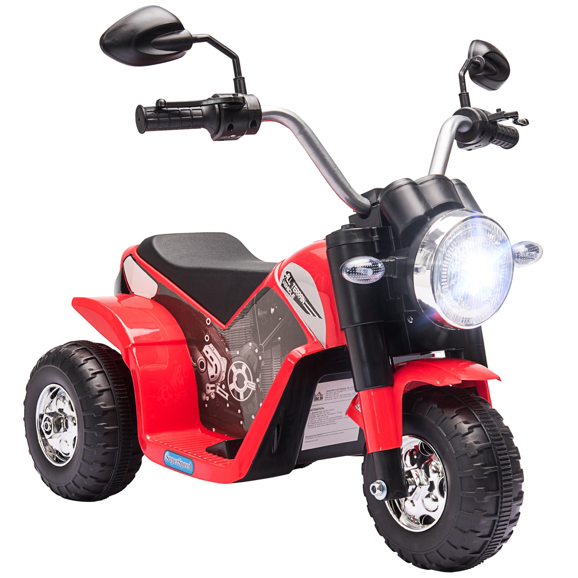 VarietyKart Kids Electric Motorcycle 6V Battery Powered Ride-On Dirt Bike 3-Wheels Motorbike with Horn Headlights Realis