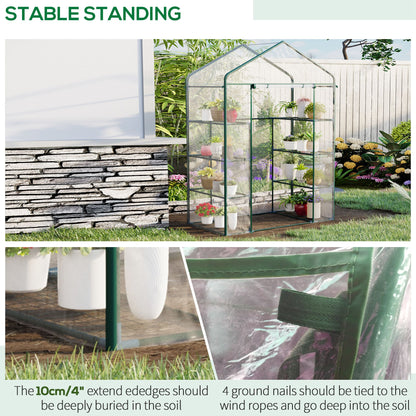 56" x 29" x 77" Portable Walk-in Greenhouse Garden Flower Plant Growing Warm House w/ 4 Tier Shelves and Roll Up Zippere