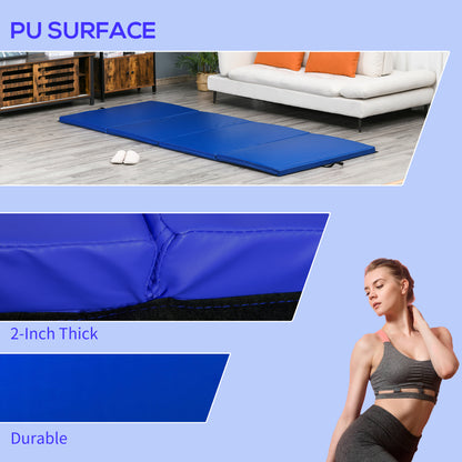 Soozier 4'x10'x2'' Folding Gymnastics Tumbling Mat, Exercise Mat with Carrying Handles for Yoga, MMA, Martial Arts, Dark