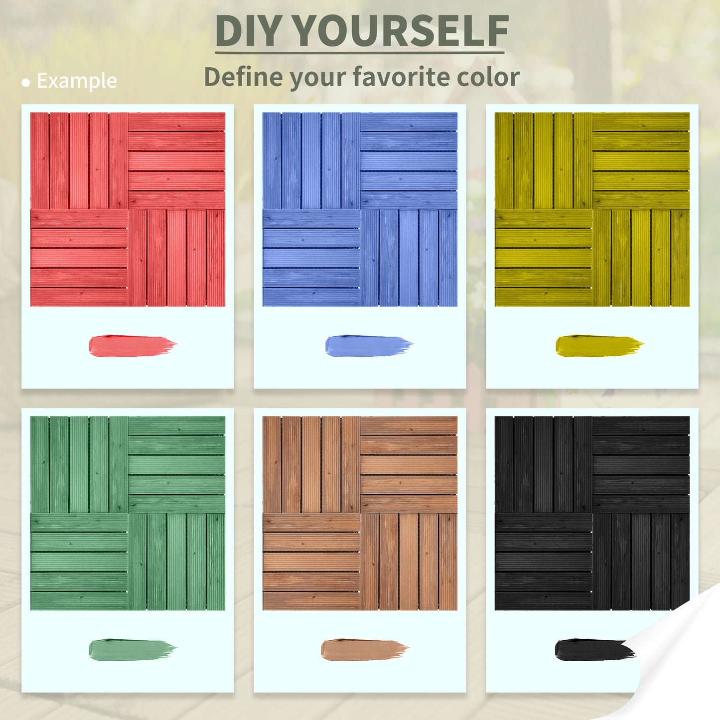 27 Pcs Wood Interlocking Deck Tiles, 12 x 12in Outdoor Flooring Tiles for Indoor and Outdoor Use, Tools Free Assembly, B