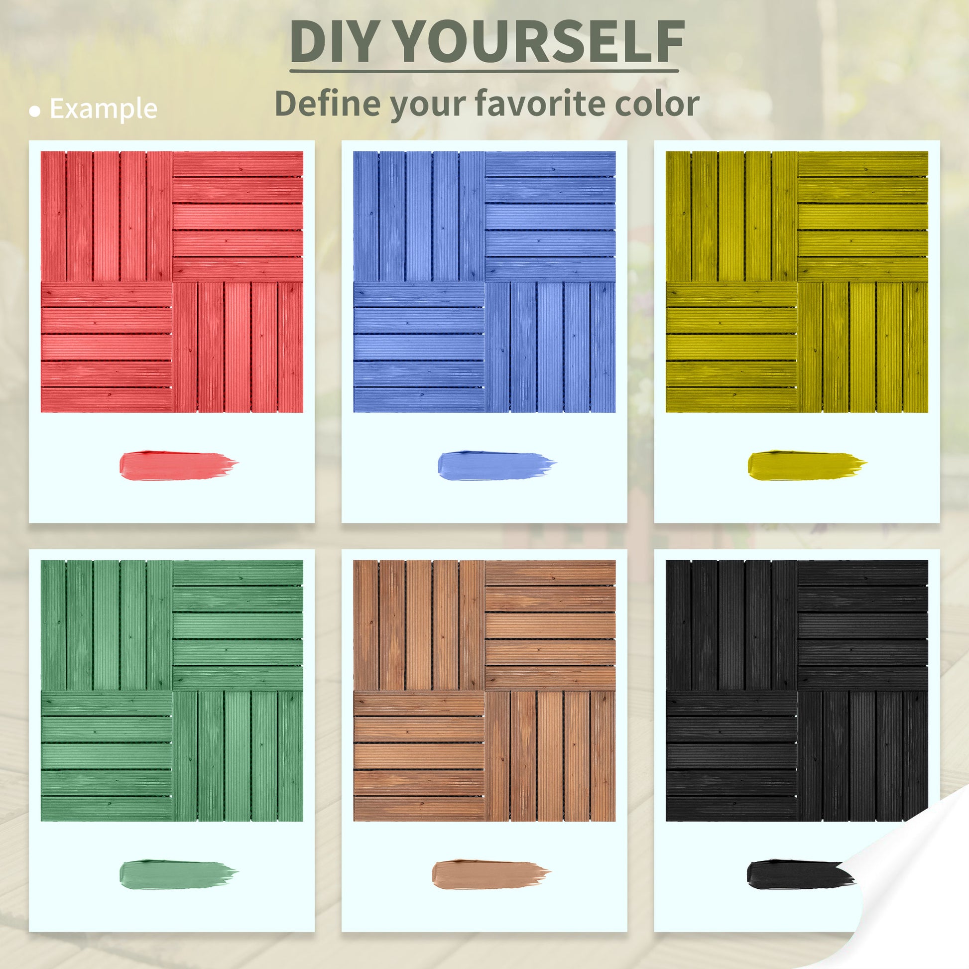 27 Pcs Wood Interlocking Deck Tiles, 12 x 12in Outdoor Flooring Tiles for Indoor and Outdoor Use, Tools Free Assembly, B