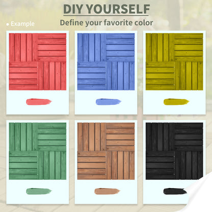 27 Pcs Wood Interlocking Deck Tiles, 12 x 12in Outdoor Flooring Tiles for Indoor and Outdoor Use, Tools Free Assembly, B