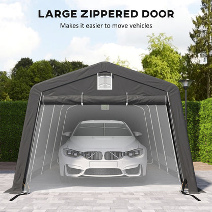 11' x 20' Portable Garage, Heavy Duty Carport Canopy with Ventilation Windows and Large Roll-up Door, Dark Grey