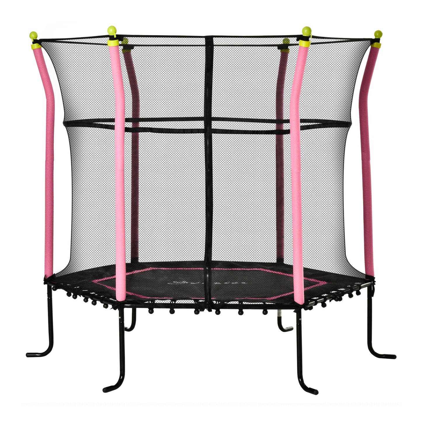 Soozier 63" Kids Trampoline Mini Indoor Bouncer Jumper with Enclosure Net Elastic Thick Padded Pole Gift for 3-6 Years, 