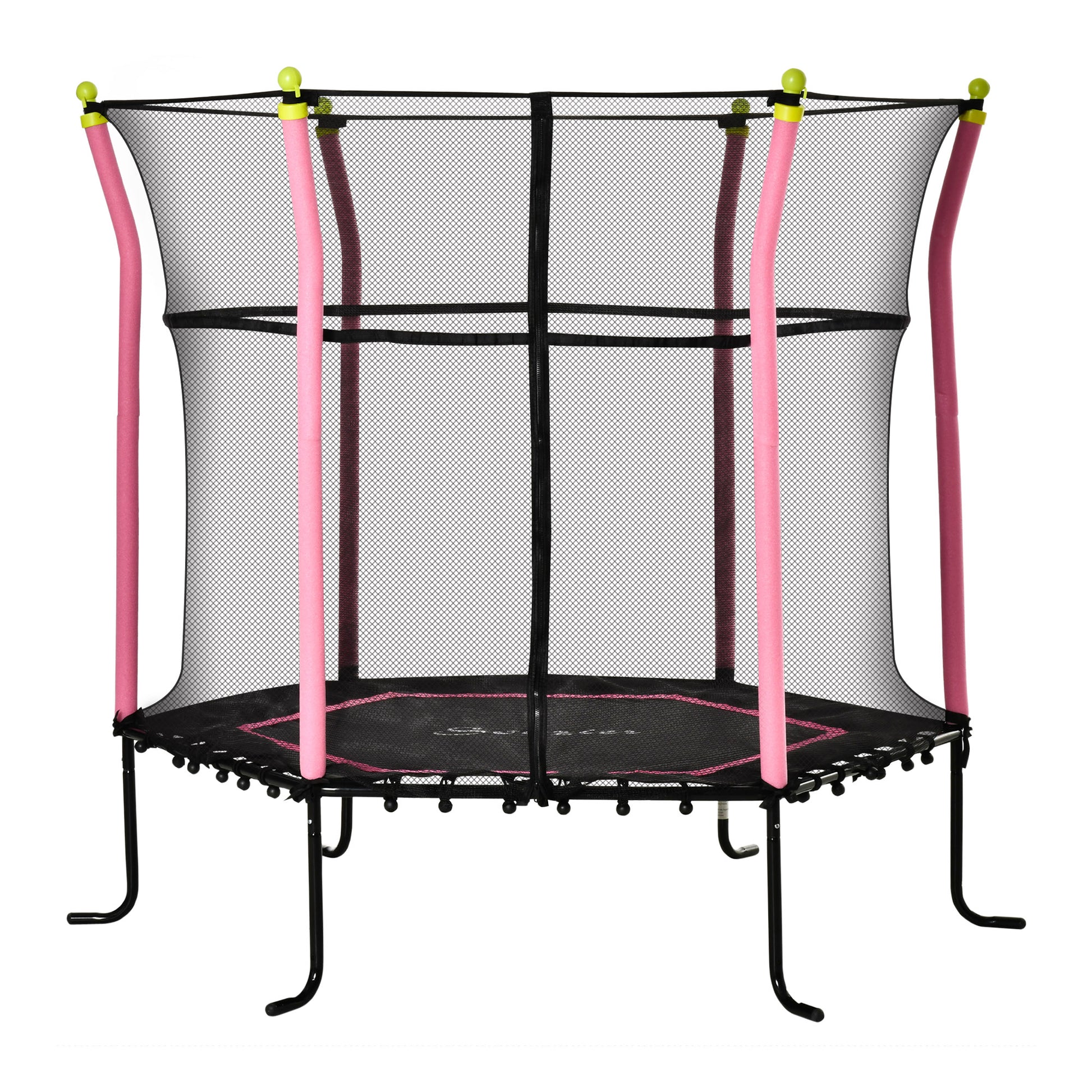 Soozier 63" Kids Trampoline Mini Indoor Bouncer Jumper with Enclosure Net Elastic Thick Padded Pole Gift for 3-6 Years, 