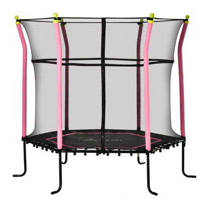 Soozier 63" Kids Trampoline Mini Indoor Bouncer Jumper with Enclosure Net Elastic Thick Padded Pole Gift for 3-6 Years, 