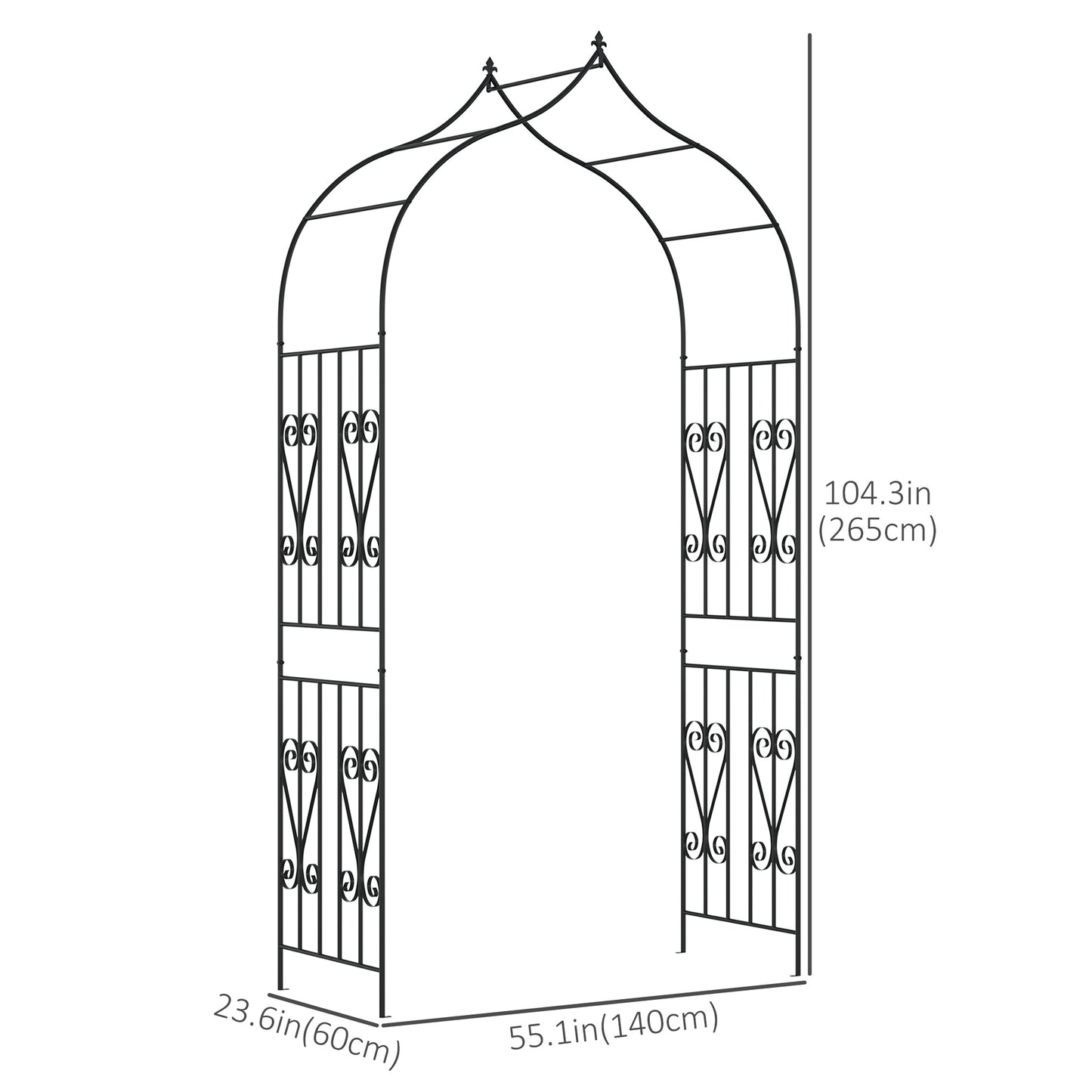 8.7FT Garden Arch Trellis, Outdoor Wedding Arbor for Ceremony with Scrollwork Design for Climbing Roses, Vines and Plant
