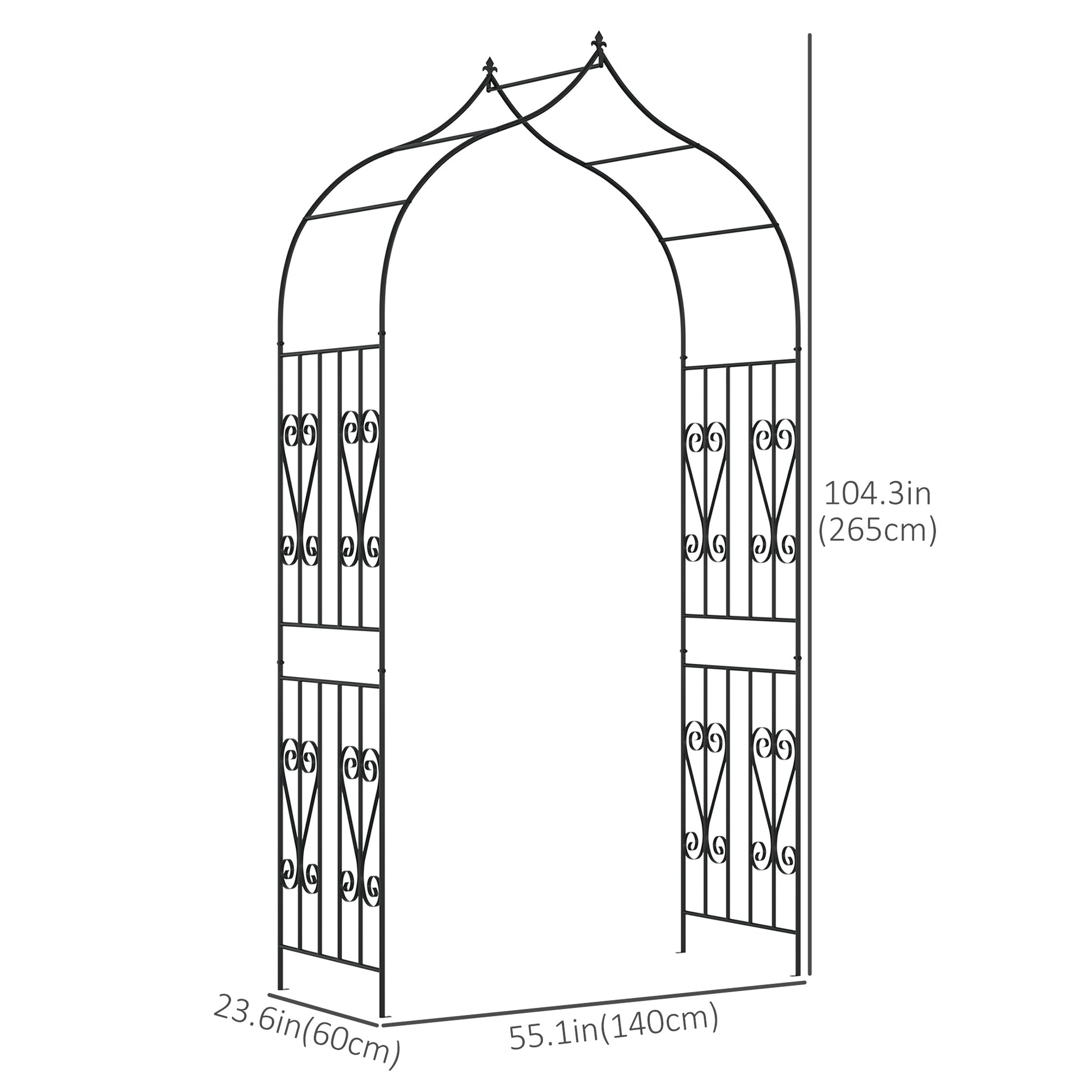 8.7FT Garden Arch Trellis, Outdoor Wedding Arbor for Ceremony with Scrollwork Design for Climbing Roses, Vines and Plant