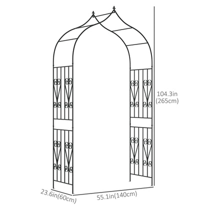 8.7FT Garden Arch Trellis, Outdoor Wedding Arbor for Ceremony with Scrollwork Design for Climbing Roses, Vines and Plant