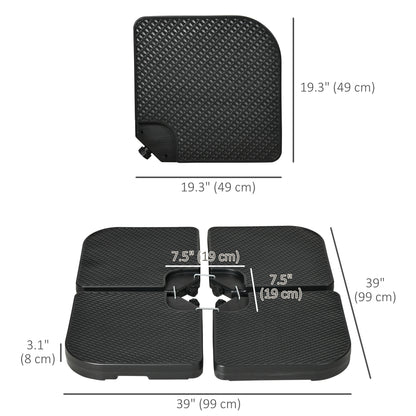 4PCs Cantilever Umbrella Base Weights for Offset Banana Parasol, HDPE Water or Sand Filled Patio Umbrella Weights for Cr