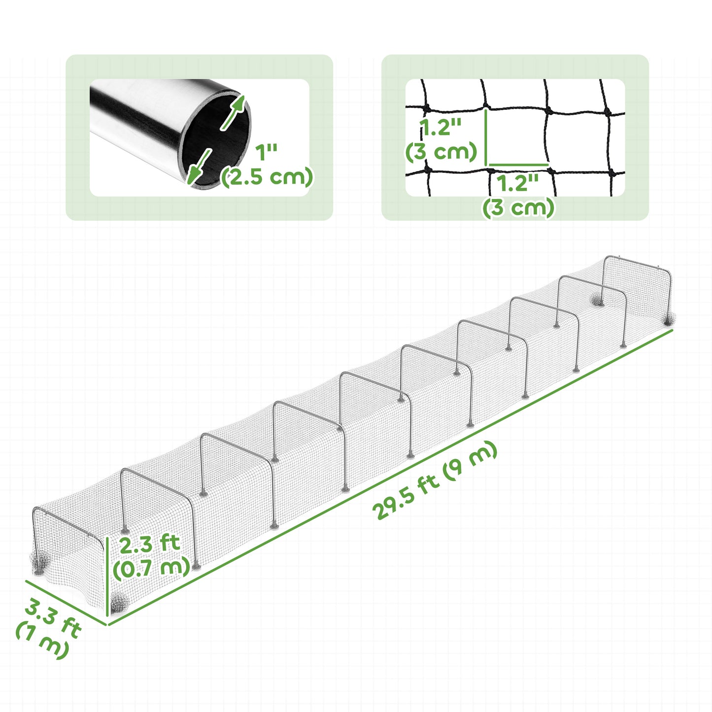 Extra Long Chicken Tunnel for Outside, 354" x 39" Galvanized Steel Chicken Run for 10-15 Chickens or Ducks