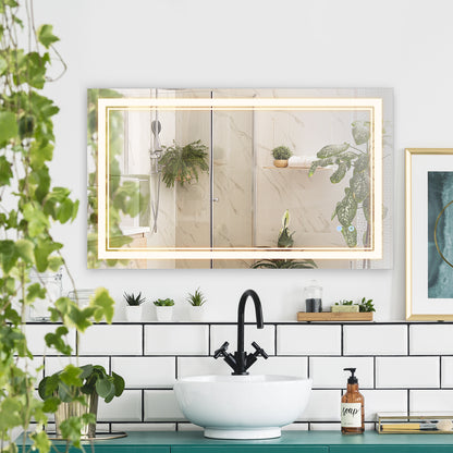 40" x 24" LED Bathroom Mirror, Dimmable Lighted Wall-Mounted Mirror, with 3 Colour, Smart Touch, Plug-in, Vertical or Ho