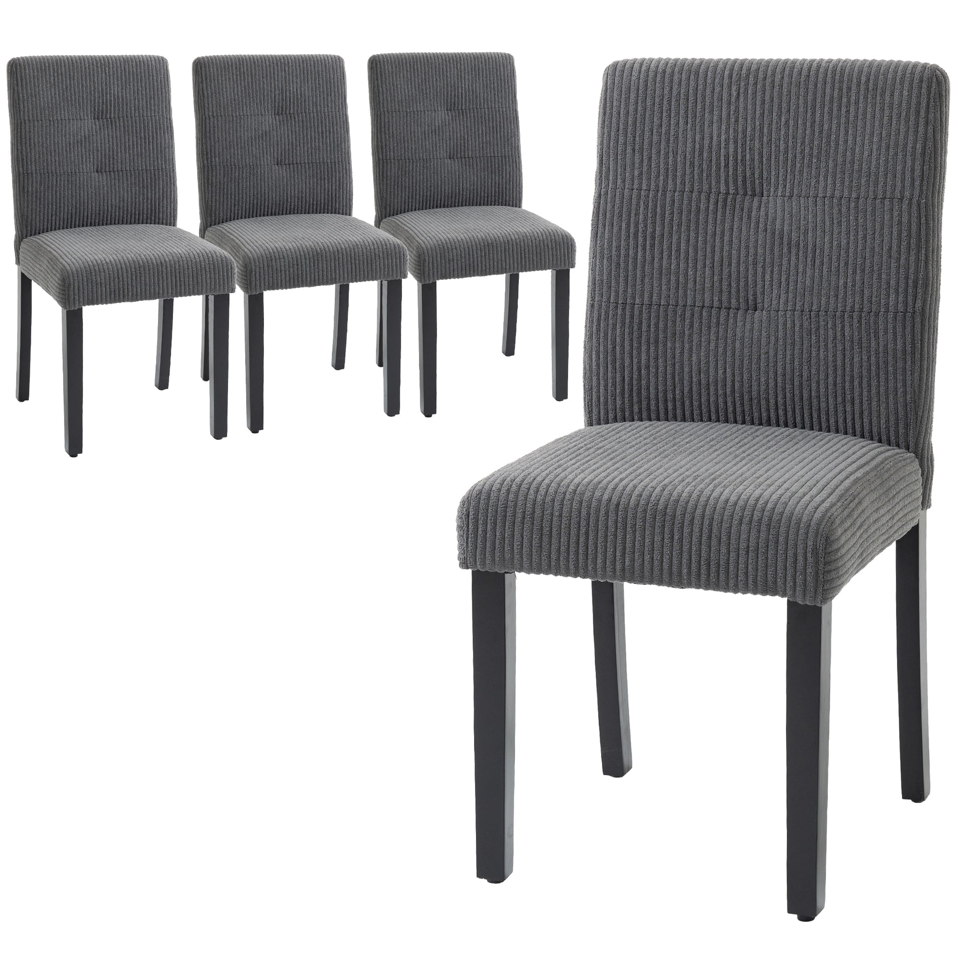 Modern Dining Chairs Set of 4, Kitchen Chairs with Rubberwood Legs and Padded Seat, Dark Grey