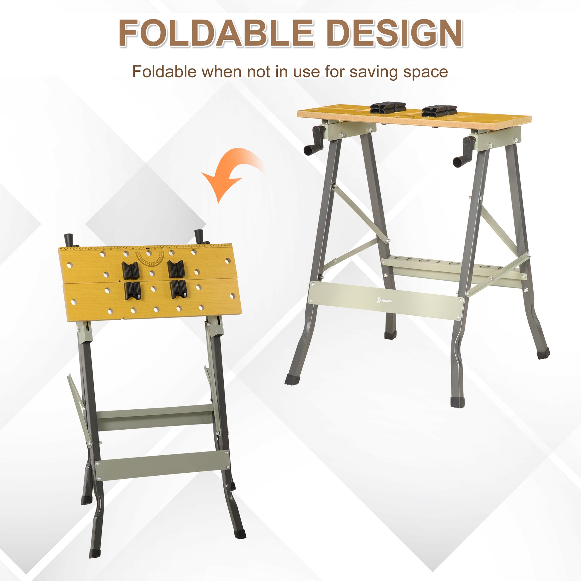 Foldable Work Bench w/ 4 Adjustable Clamps, Carpenter Saw Table