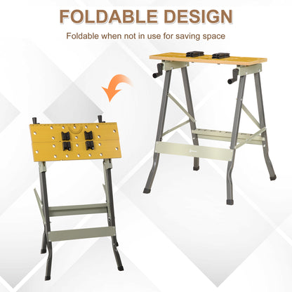 Foldable Work Bench w/ 4 Adjustable Clamps, Carpenter Saw Table