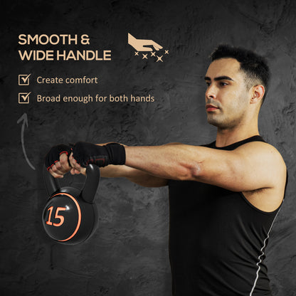Soozier Three-Piece Kettlebell Set Weights with Storage Stand for Home Gym Weight Lifting Training, 5lbs, 10lbs, 15lbs (