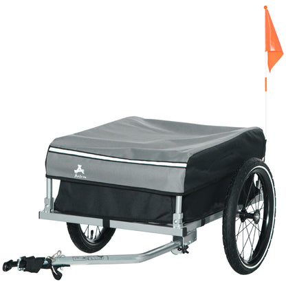 VarietyKart Outdoor Bike Cargo Trailer, Foldable Bicycle Luggage Wagon, Triple Safety, 16" Wheels, Removable Cover, Blac