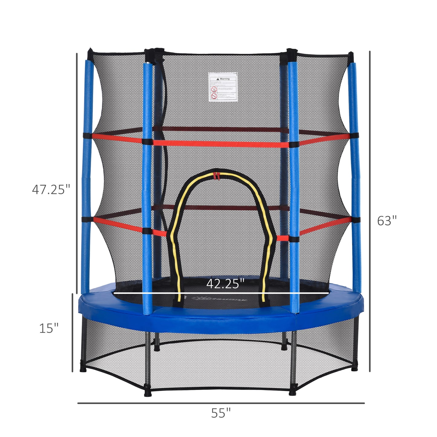 55" Kids Trampoline with Enclosure Net for Indoor/Outdoor, Trampoline for Boys and Girls Age 3-6 Years, Blue