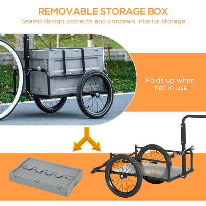 VarietyKart Steel Trailer for Bike, Bicycle Cargo Trailer with Foldable Storage Box and Safe Reflectors, Max Load 88LBS,