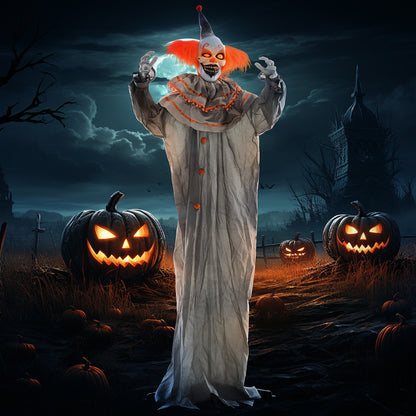 6' Life Size Orange Classic Clown Outdoor Halloween Decoration Animatronic, Sound and Motion Activated w/ Light Up Eyes