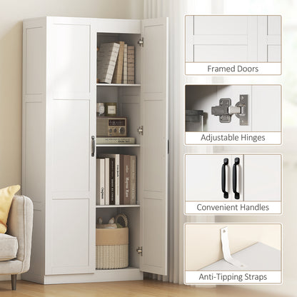 Farmhouse Pantry Cabinet, 71" Tall Kitchen Pantry Storage Cabinet with Soft-Close Hinges, Adjustable Shelves, White