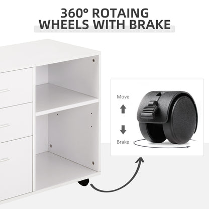 Modern Lateral Filing Cabinet, 3 Drawer File Cabinet for Letter and A4 Size Documents, Mobile, Printer Stand with Open S