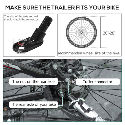 VarietyKart Outdoor Bike Cargo Trailer, Foldable Bicycle Luggage Wagon, Triple Safety, 16" Wheels, Removable Cover, Blac