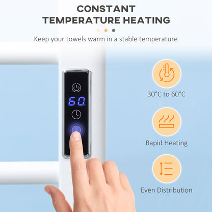 8-Bar Heated Towel Warmer Rack with Built-in Timer and LED Indicators, Wall Mounted & Free Standing Carbon Steel Electri