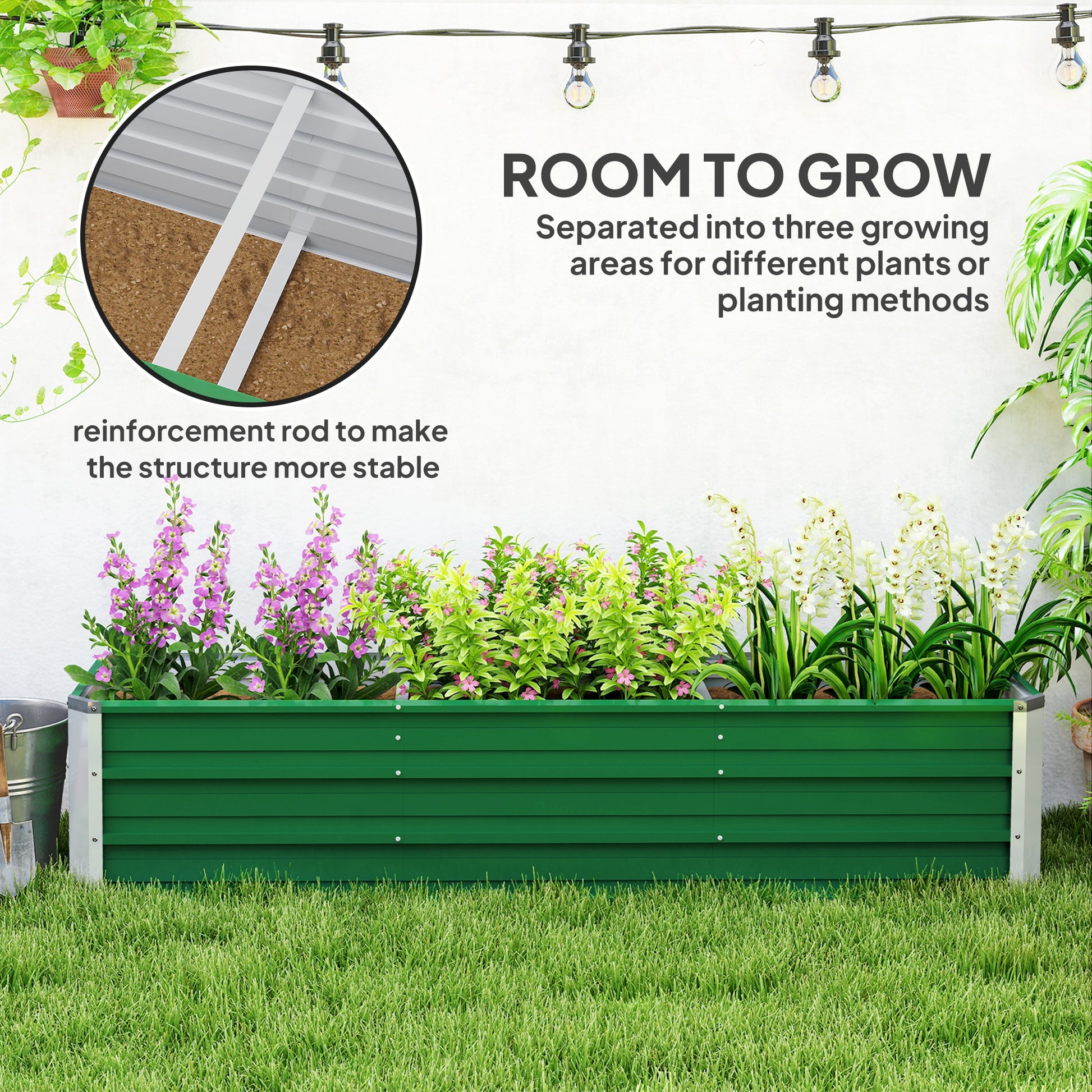 6' x 1.5' x 1.3' Galvanized Raised Garden Bed, Elevated Large Metal Planter Box w/ Install Gloves for Backyard, Patio to