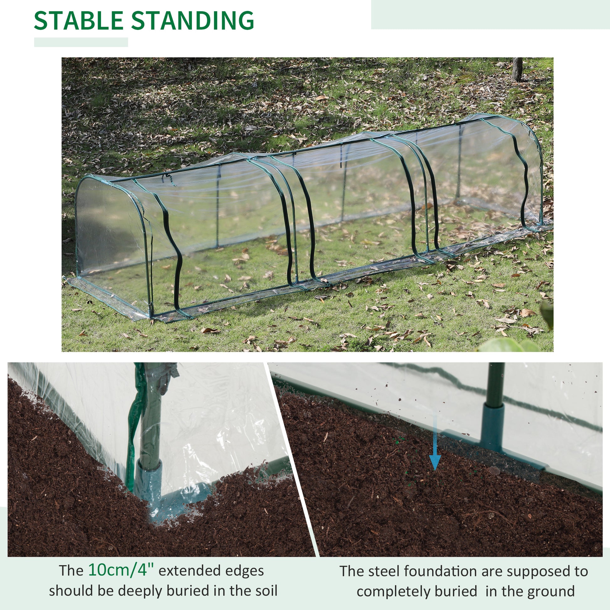 138"x39"x32" Transparent PVC Mini Tunnel Greenhouse Garden Green Grow Shed Portable Plant Flower Warm House Steel Frame 