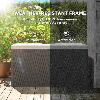 100 Gallon HDPE Outdoor Storage Box, Waterproof and Lockable Deck Box for Garden Tools and Pool Accessories