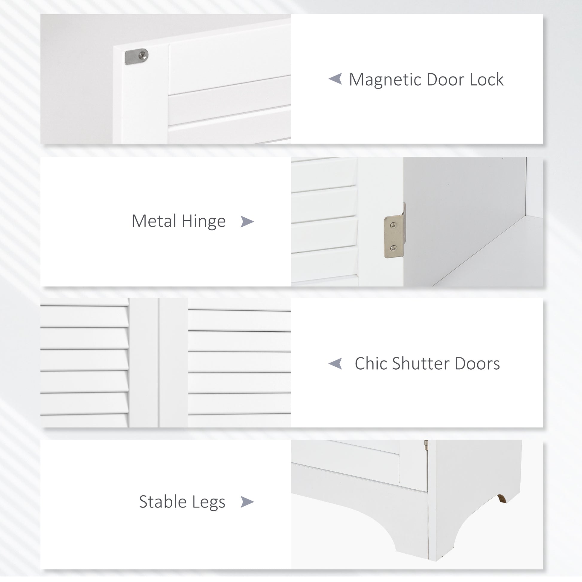 Tall Bathroom Storage Cabinet, Slim Bathroom Cabinet with 4 Shutter Doors and Adjustable Shelves, Toilet Vanity Cabinet,