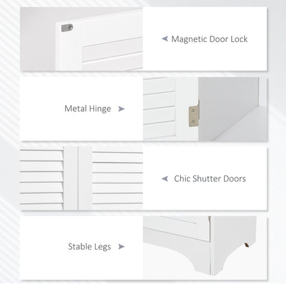 Tall Bathroom Storage Cabinet, Slim Bathroom Cabinet with 4 Shutter Doors and Adjustable Shelves, Toilet Vanity Cabinet,