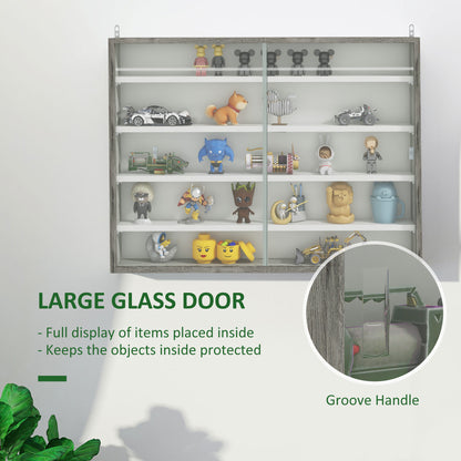 5-Tier Display Cabinet, Shot Glass Display Case, Glass Curio Cabinet with 2 Glass Doors and 4 Adjustable Shelves, White