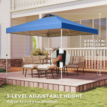 Pop Up Canopy Waterproof Canopy Tent with Carrying Bag for Parties Garden BBQs 9.8' x 9.8', Blue