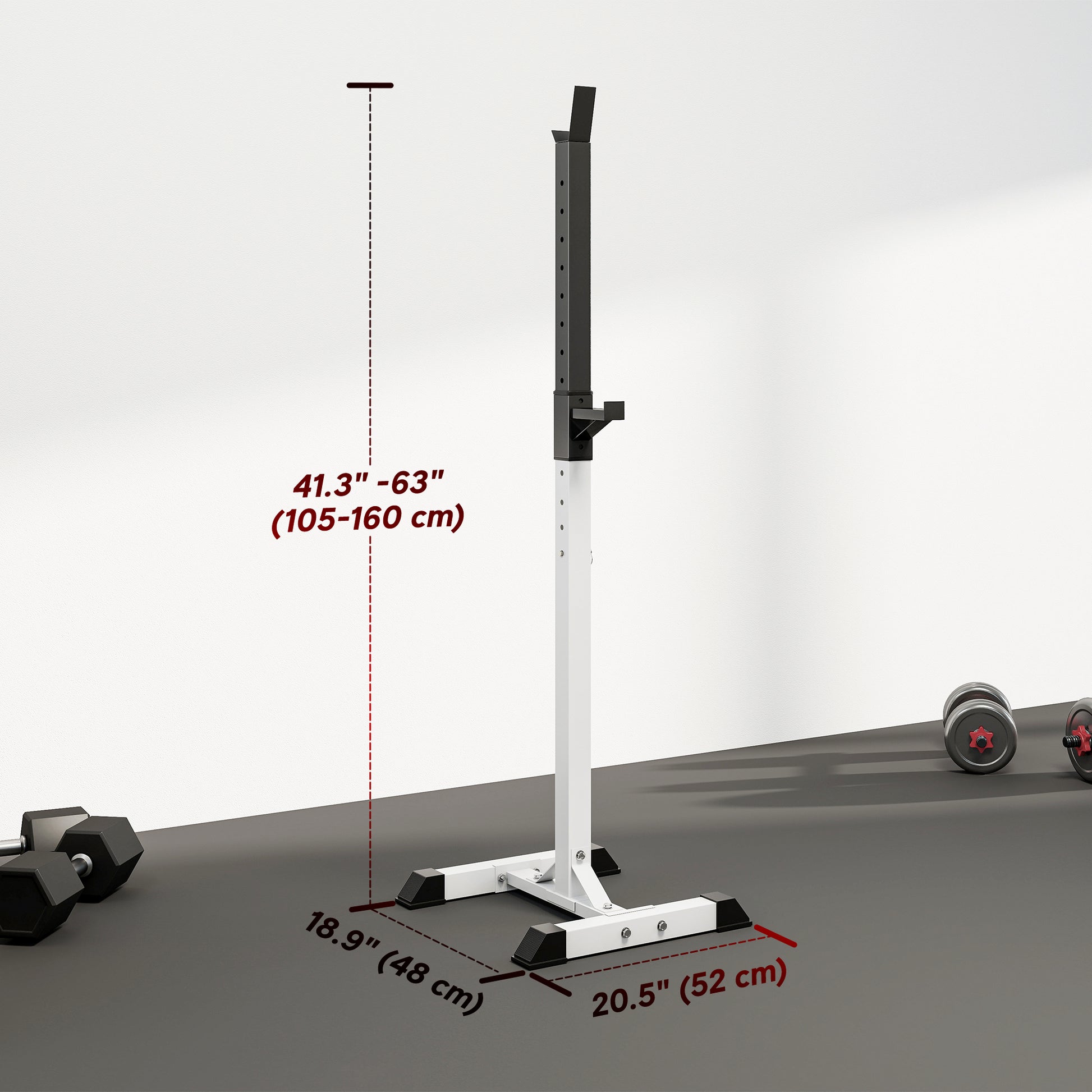 Soozier Adjustable Barbell Rack Stable Power Squat Stand Portable 2 Bars Barbell Holder Weight Rack, Black and White