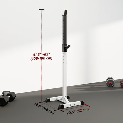 Soozier Adjustable Barbell Rack Stable Power Squat Stand Portable 2 Bars Barbell Holder Weight Rack, Black and White