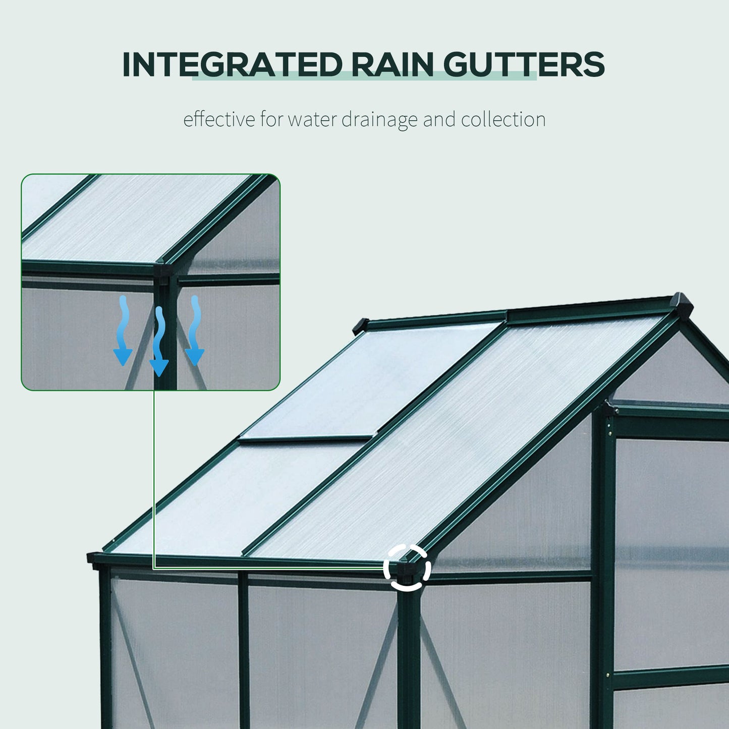 6.2' x 4.3' x 6.6' Clear Polycarbonate Greenhouse Large Walk-In Green House Garden Plants Grow Galvanized Base Aluminium