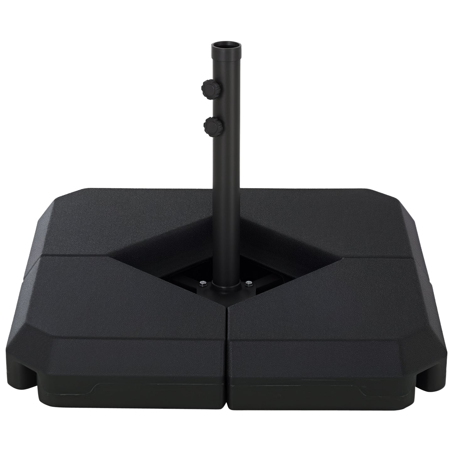 Umbrella Stand Fitting 2" Poles and Steel Base with 4 Fillable Plastic Weights, 158lbs Sand or 132lbs Water Filled, Blac