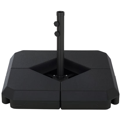 Umbrella Stand Fitting 2" Poles and Steel Base with 4 Fillable Plastic Weights, 158lbs Sand or 132lbs Water Filled, Blac