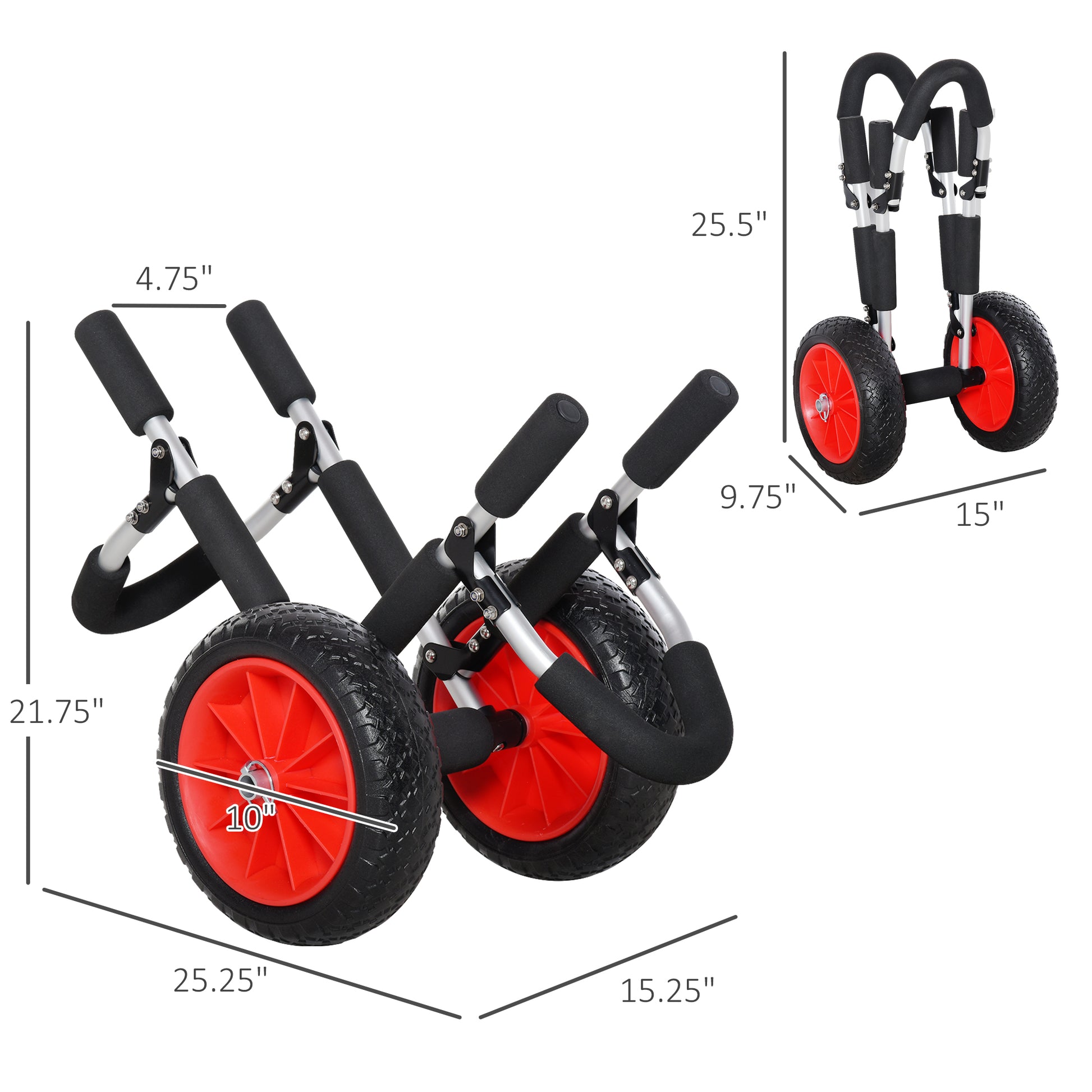Stand-Up Paddleboard Dolly, Aluminum Surfboard Trolley, Foldable Rolling Cart for SUPs Boat Canoe Carrier Float Mat, Jon