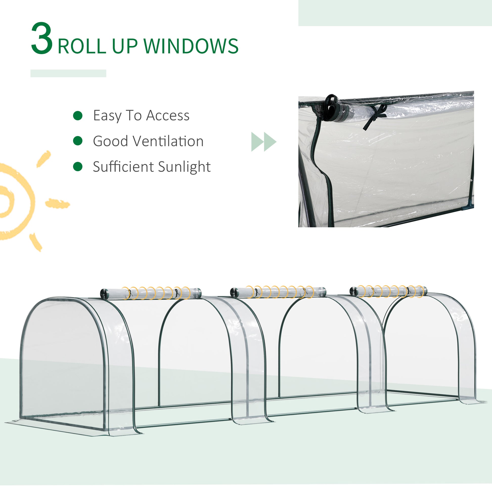 138"x39"x32" Transparent PVC Mini Tunnel Greenhouse Garden Green Grow Shed Portable Plant Flower Warm House Steel Frame 