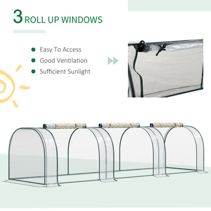138"x39"x32" Transparent PVC Mini Tunnel Greenhouse Garden Green Grow Shed Portable Plant Flower Warm House Steel Frame 