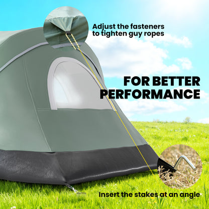 5 Person Family Tent, Outdoor Camping Tent with Lighting Hook, Carrying Bag for Camping, Hiking and Travelling, Green