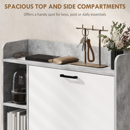 Shoe Cabinet with 2 Flip Drawers, 3 Side Compartments, Adjustable Shelves, 8-12 Pairs for Entryway Hallway, Grey