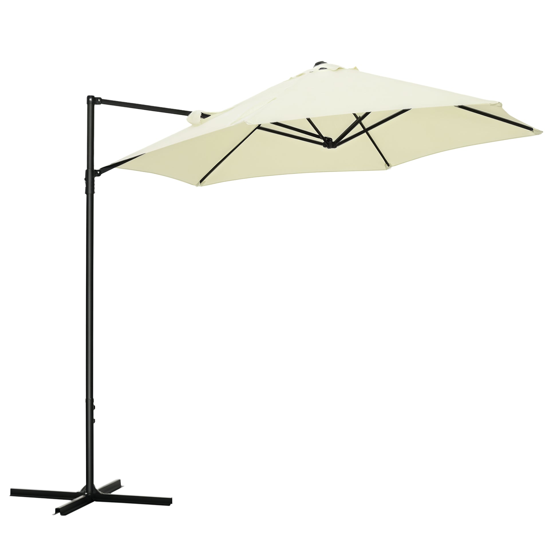 8.5FT Offset Patio Umbrella with 360° Rotation, Outdoor Cantilever Roma Parasol Hanging Sun Shade Canopy Shelter with Cr
