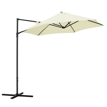 8.5FT Offset Patio Umbrella with 360° Rotation, Outdoor Cantilever Roma Parasol Hanging Sun Shade Canopy Shelter with Cr