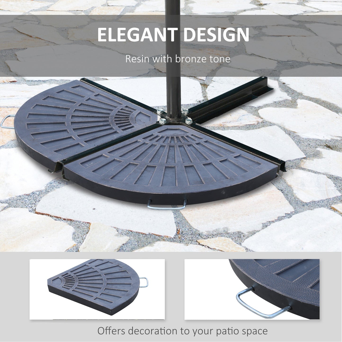 2pc Portable Umbrella Base Weights 61.6lbs Resin Flabelliform Garden Parasol Base Outdoor Patio Umbrella Stand Holder We