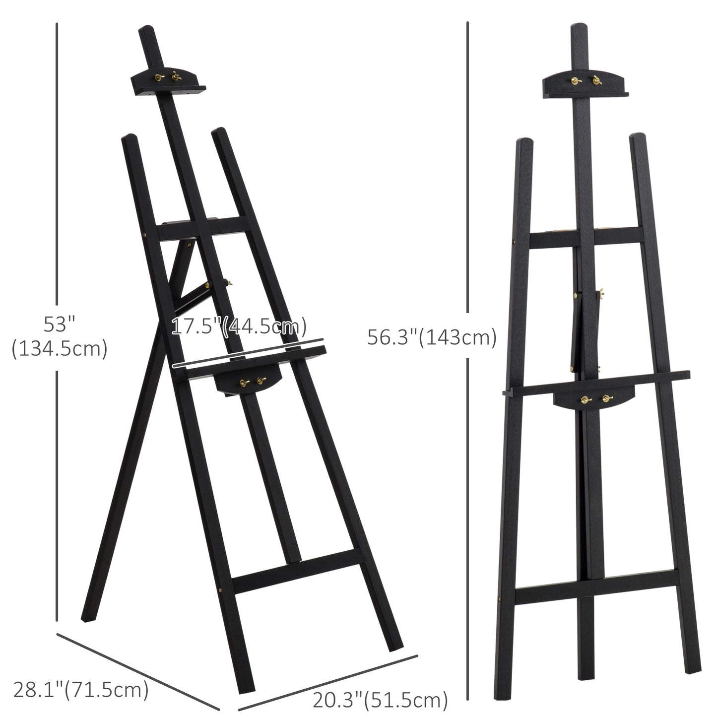 55" Pine Wood Painting Easel Stand, Adjustable Folding Art Easel, Tilts up to 75° for Adults, Begginners and Students, B